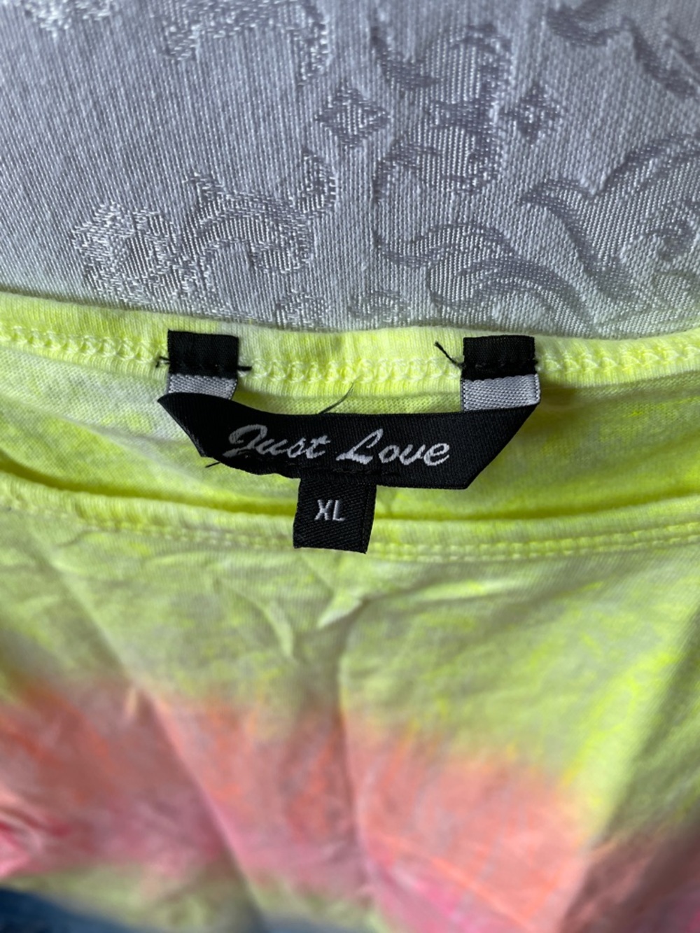 NWOT JUST LOVE.  Neon Rainbow Tie-Dye Tank & Shorts Set. Size XL. - Picture 2 of 3